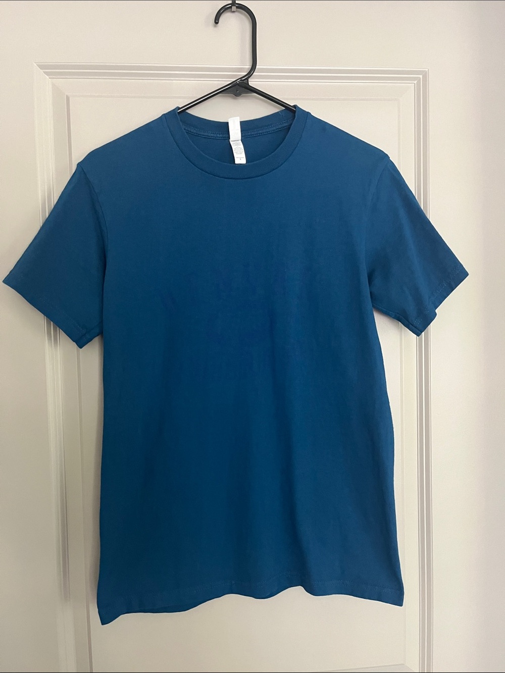 Crew Neck T‑Shirt in Teal Blue 100% Cotton Denver Colorado